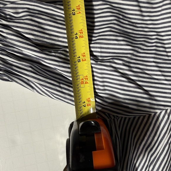 NWT Steve Madden Women's Polished M White/blue Pinstripe Button-Up Peplum Shirt - Picture 13 of 16